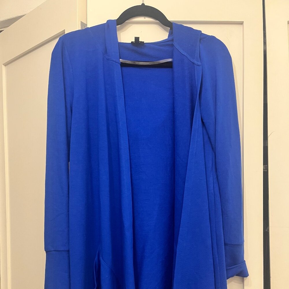 Cable & Gauge bright blue hooded cardigan - Medium